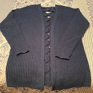 Blue cardigan sweater